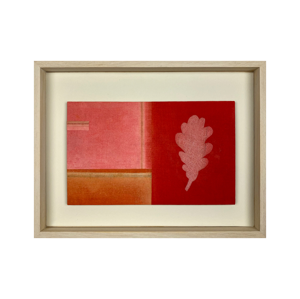 Oak leaf on red